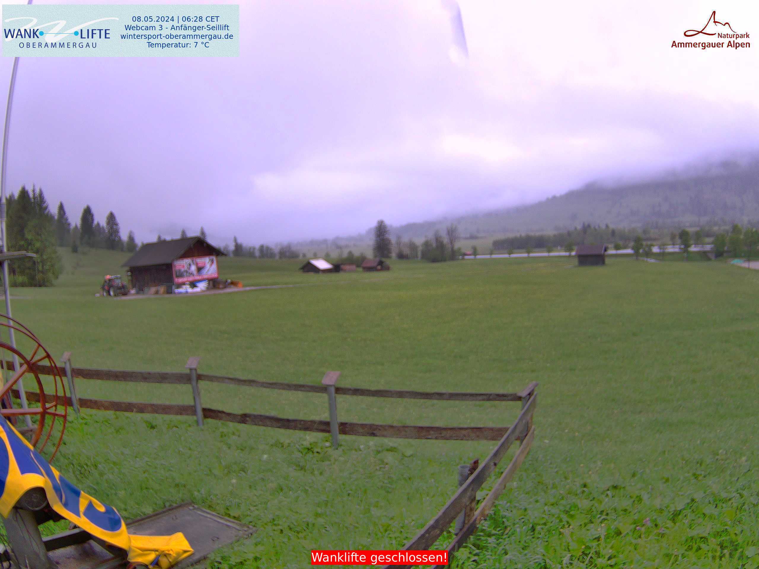 Webcam Oberammergau - Anfänger - Seillift - Wanklifte Blick Richtung Unterammergau